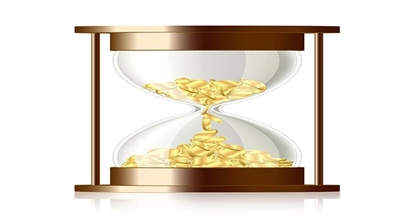 Time Is Money Hourglass With Golden Coins