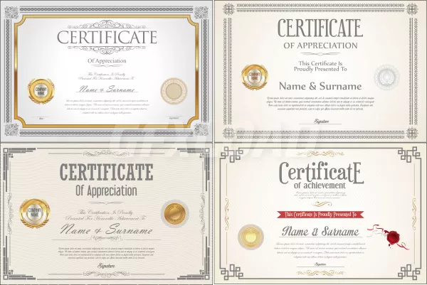 Set Achievement Certificate Design With Seals