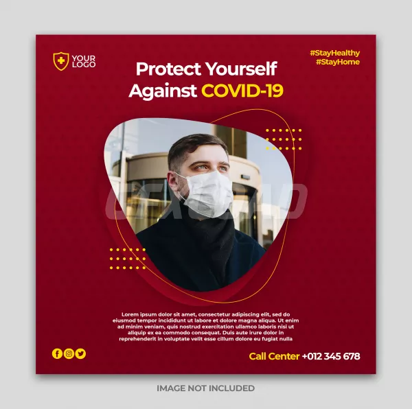 Coronavirus Warning Social Media Instagram Banner Post Template Square Flyer