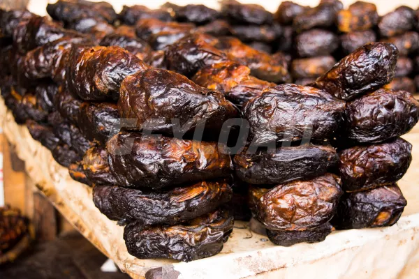 Dried Fish Rolled Up Ans Stacked In Nigerian Local Market Popular For Soups And Other Dishes