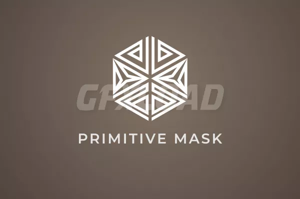 Mask Logo Traditional Mask And Hexagonal Combination Flat Design Logo Template Vector Illustration