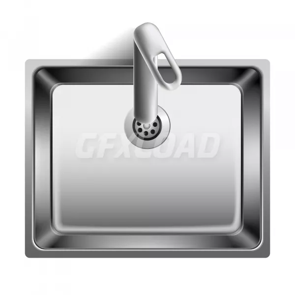 Vector Realistic Metal Sink From Top View Isolated On White Background