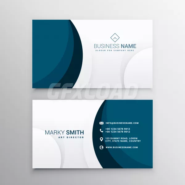 Elegant Minimal Blue Wave Business Card