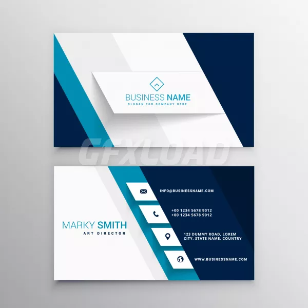 Modern Blue And White Business Card Template