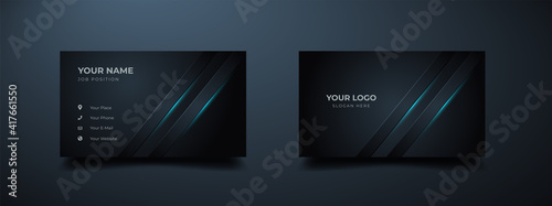 Free Download Futuristic Business Card Design Modern Shape With Abstract Silver Luxury Dark Gradient Background Vector Illustration Print Template - GFXLoad