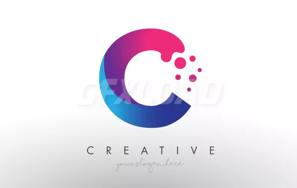 C Letter Design With Creative Dots Bubble Circles