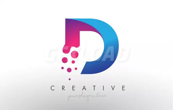 D Letter Design With Creative Dots Bubble Circles
