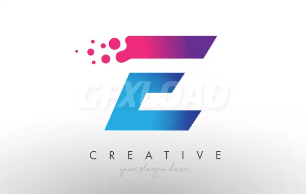 E Letter Design With Creative Dots Bubble Circles