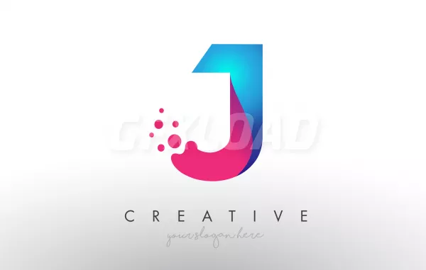 J Letter Design With Creative Dots Bubble Circles