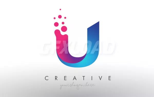 U Letter Design With Creative Dots Bubble Circles