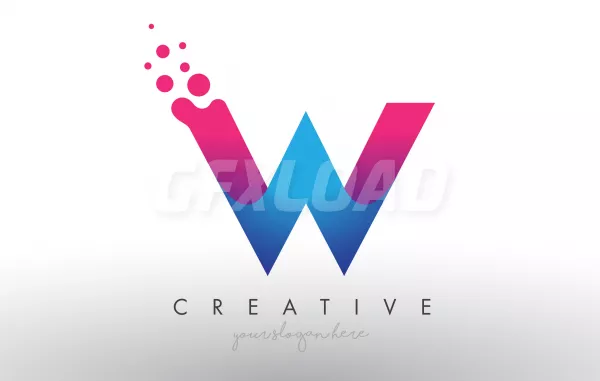 W Letter Design With Creative Dots Bubble Circles