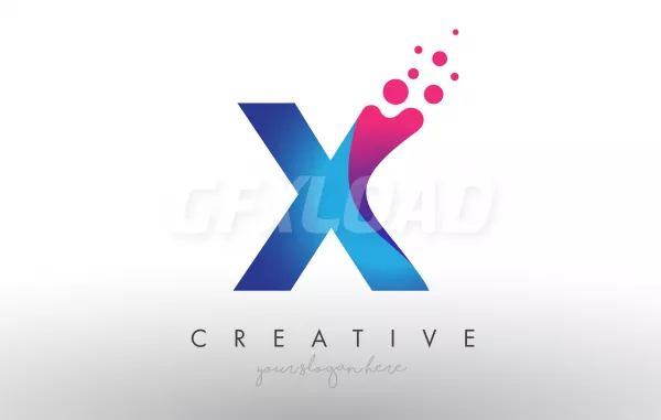 X Letter Design With Creative Dots Bubble Circles