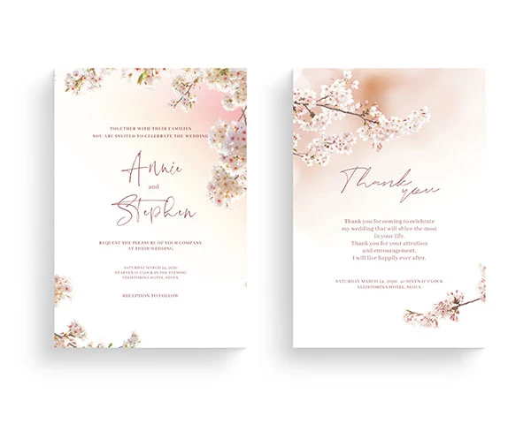 Beautiful Spring Flower Frame Invitation Wedding Card Thanks Greeting