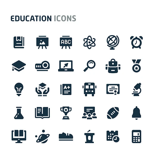 Conjunto Iconos Education Fillio Black Icon Series