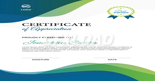 Vertical High End Abstract Waves Certificate Template