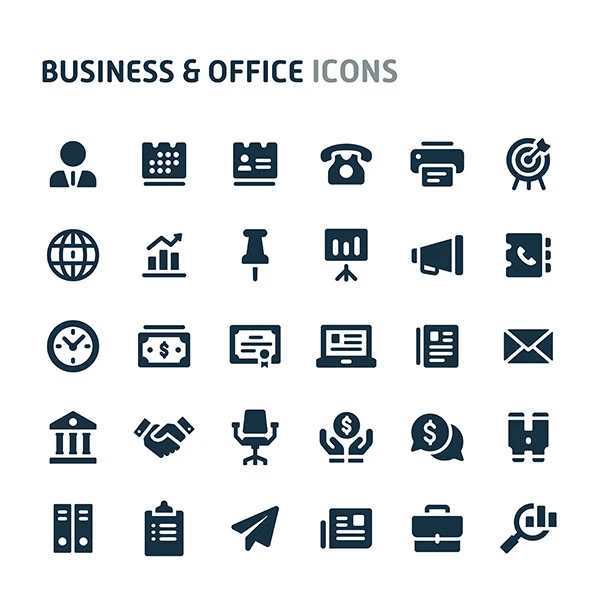 Business Office Icon Set Fillio Black Icon Series