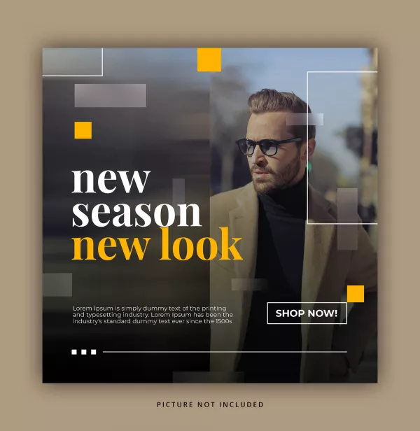 Blurred Yellow Rectangle Modern Dynamic Clean Simple Instagram Post Template Square Banner