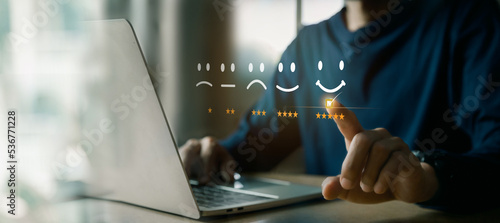 Free Download Customer services best excellent business rating experience satisfaction survey concept user give rating to service experience on online application - GFXLoad