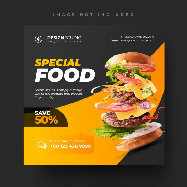 Free Download Publicacion Redes Sociales Alimentos Restaurantes Diseno Plantilla Banner Cuadrado - GFXLoad