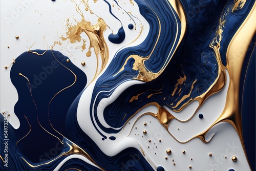 Free Download Gold And Blue Marble Stone Textured Background Wallpaper Generative Ai Illustration - GFXLoad