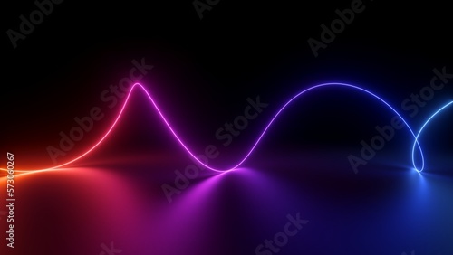 3d rendering abstract background of colorful neon wavy line glowing in the dark modern simple wallpaper