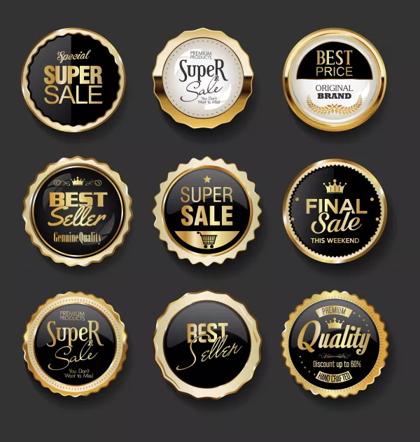 Black Gold Badges Illustration Super Sale Collection