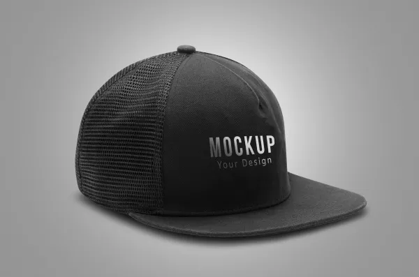 Black Snapback Cap Mockup Template