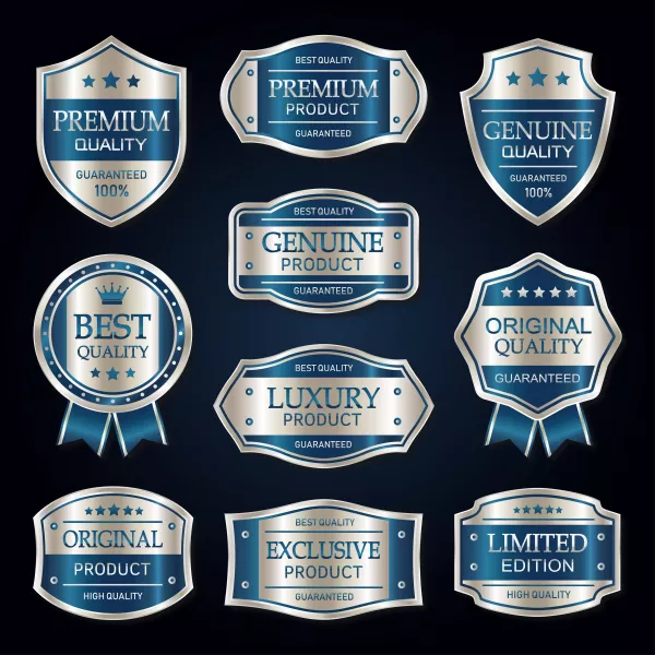 Blue Silver Premium Vintage Badge Labels Collection