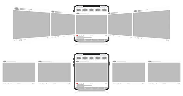 Free Download Social Media Design Concept White Background Smartphone With Carousel Interface Post Social Network Modern Flat Style - GFXLoad