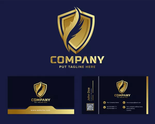 Premium Gold Feather Law Logo Template Company