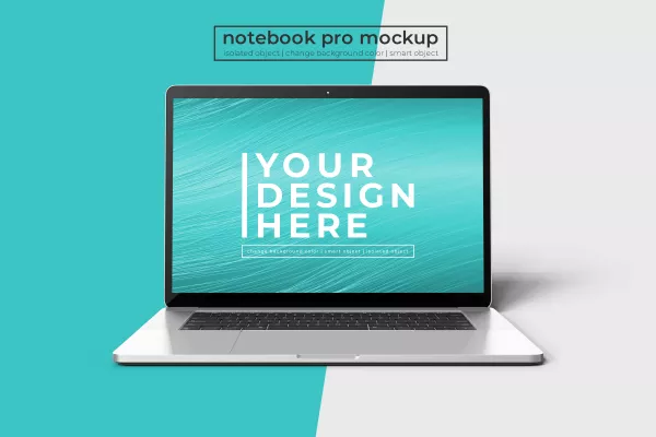 Realistic Premium 15 Inch Notebook Pro Web Ui Application Photoshop Mock Up Front View
