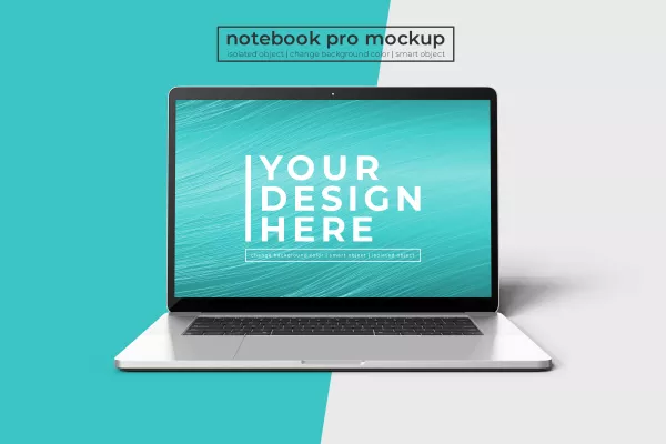 Free Download Realistic Premium 15 Inch Notebook Pro Web Ui Application Photoshop Mock Up Front View - GFXLoad