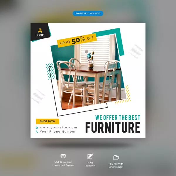 Social Media Banner Square Flyer Template Furniture Sale