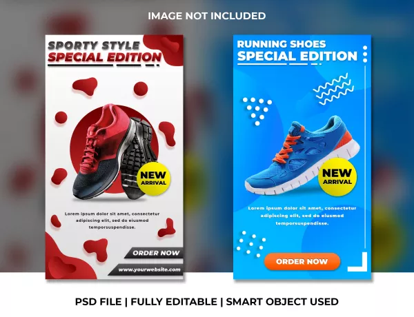 Sporty Product Instagram Stories Template Red Blue