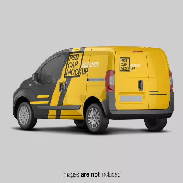 Yellow Black Delivery Van Mockup