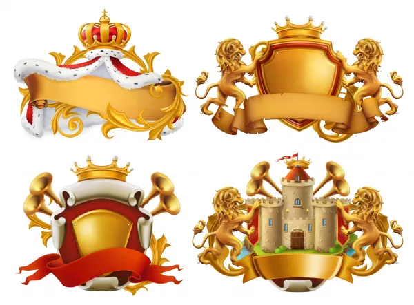 Coats Arms King Kingdom 3D Emblem Set