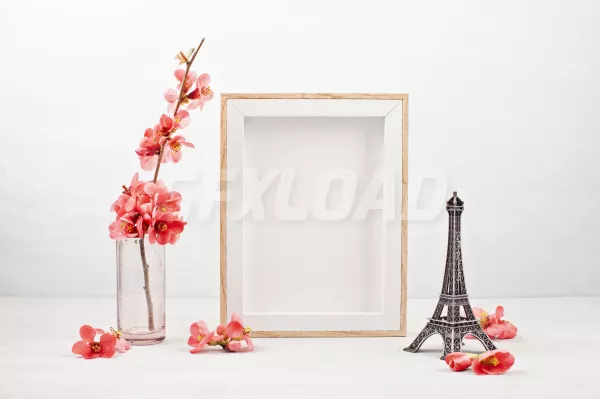 Empty Picture Frame Pink Spring Flowers