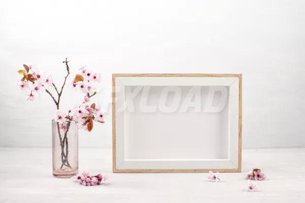 Empty Picture Frame Pink Spring Flowers