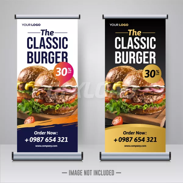 Free Download Food Restaurant Roll Up Banner Template - GFXLoad