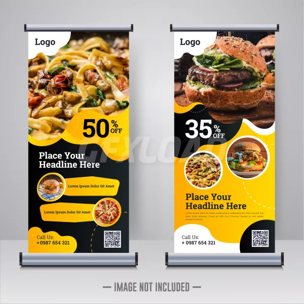 Free Download Food Restaurant Rollup Banner Design Template - GFXLoad