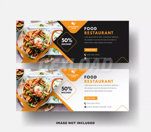 Food Restaurant Web Banner Template With Modern Elegant 3D Design Yellow