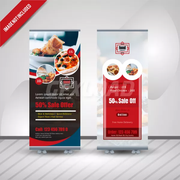 Free Download Food Roll Up Banner Design Restaurant - GFXLoad