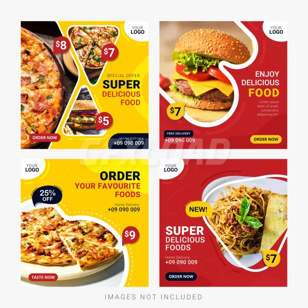 Free Download Food Social Media Banners Post Template Set - GFXLoad