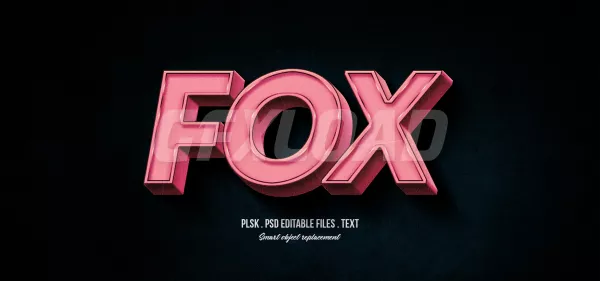 Fox 3D Text Style Effect Mockup