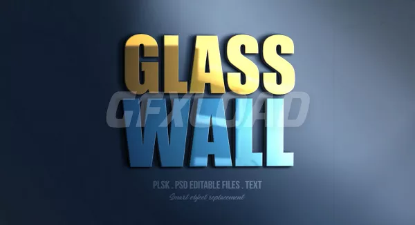 Glass Wall 3D Text Style Effect Mockup
