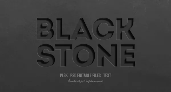 Maqueta Efecto Estilo Texto Piedra Negra 3D