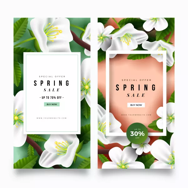 Realistic Spring Sale Banners