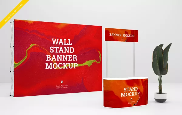 Trade Show Banner Stand Mockup Template Psd