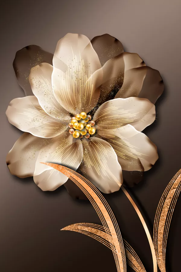 3D Illustration Of Luxurious Golden Flower