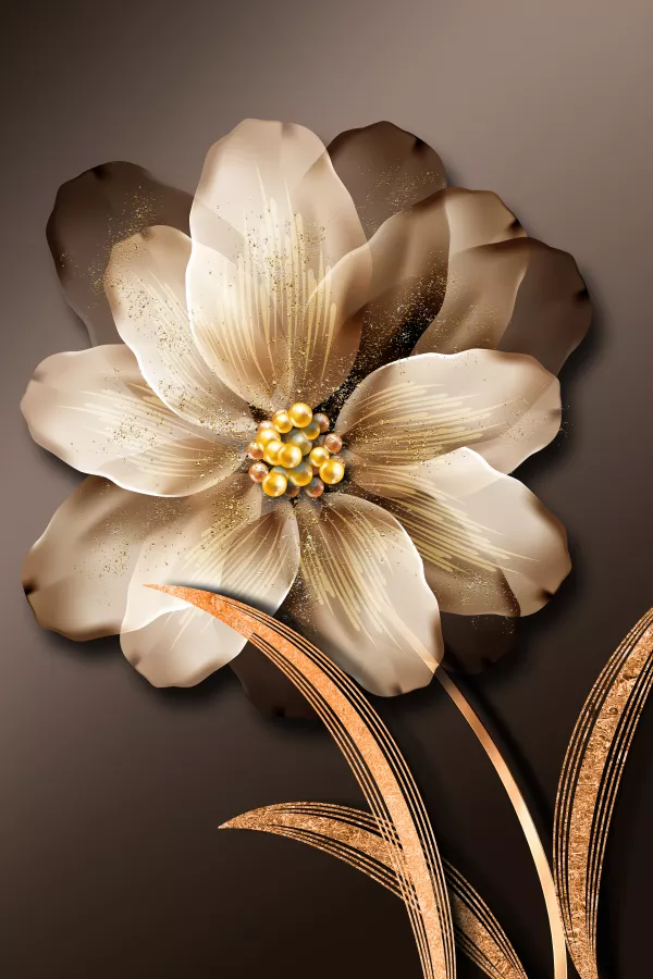 Free Download 3D Illustration Of Luxurious Golden Flower - GFXLoad